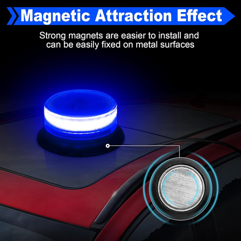 Dinfu Blaulicht Auto, Blau LED Rundumleuchte Auto Blitzleuchten Magnetfuss LED Rundumleuchte Blinkle