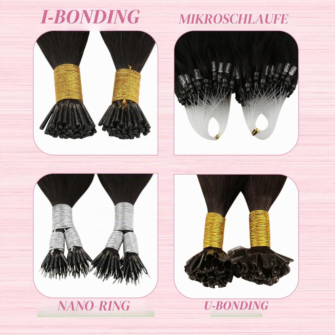 YoungSee Echthaar Extensions Bondings Braun 35cm Bonding Extensions Echthaar 1g Braun Remy Hair Exte