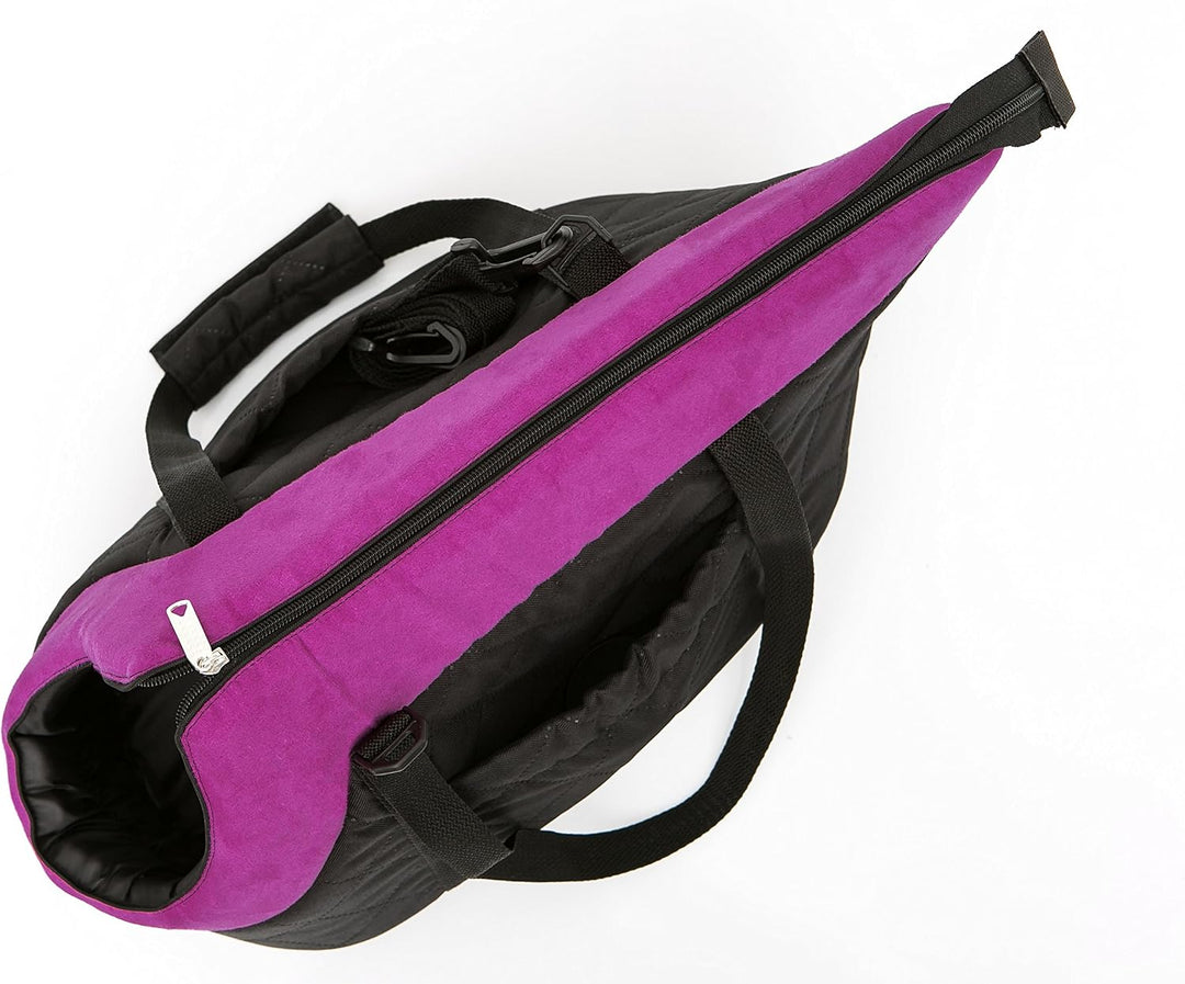 PillowPrim Hundetasche Tragetasche für kleinen und mittleren Hund Welpen Katze, Schwarz mit Pink - v