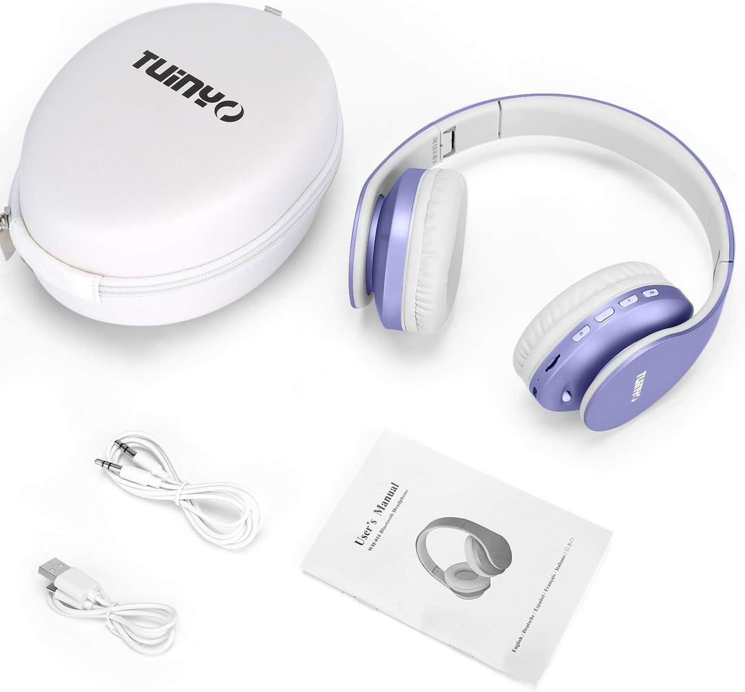 TUINYO Bluetooth-Kopfhörer Over Ear, kabellose Kopfhörer mit Mikrofon, HiFi Stereo, faltbares & leic