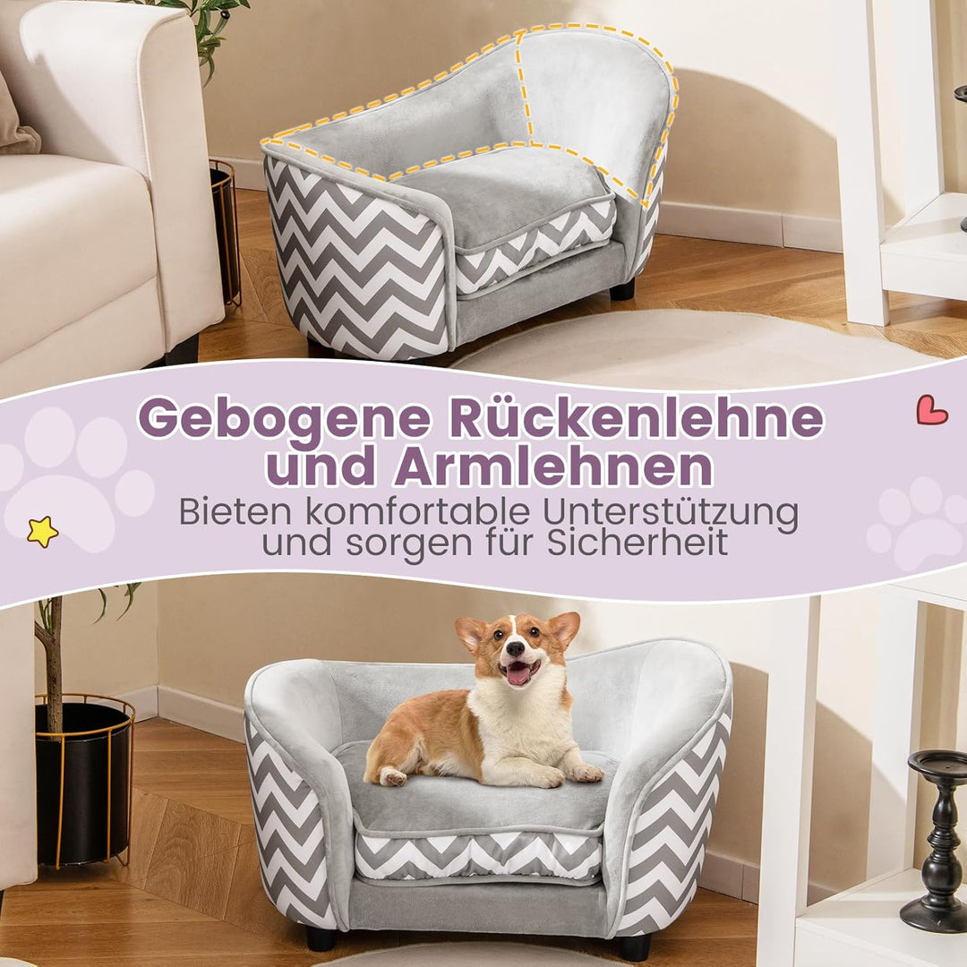 COSTWAY Katzenbett, kleines Hundesofa, 70 x 41 x 40 cm, Katzensofa mit weichem gepolstertem Kissen &