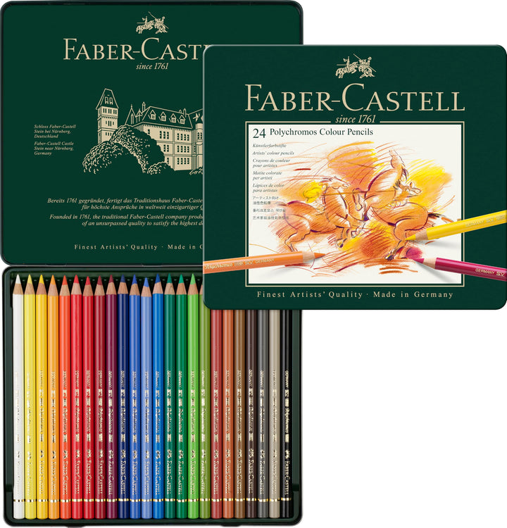 Faber-Castell 110024 - Künstlerfarbstift, 24 Polychromos Metalletui Metalletui 24-teilig, Metalletui
