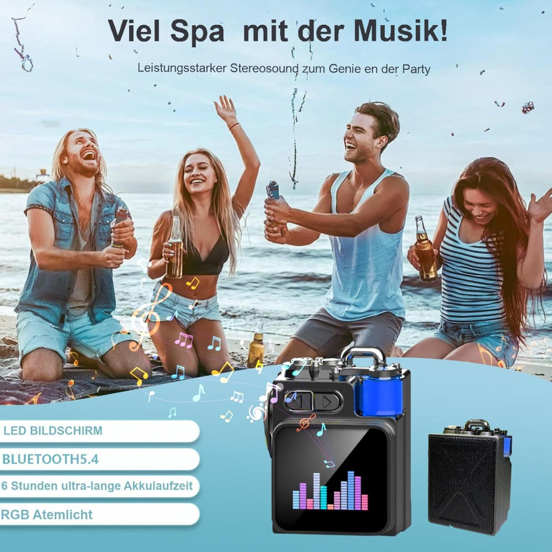 Tragbarer Bluetooth Lautsprecher mit Touchscreen, mit RGB Umgebungslicht Sound, Kleiner Outdoor Blue