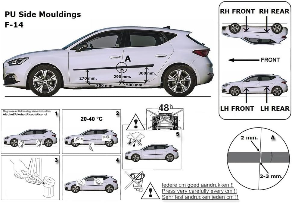 Spangenberg Seitenschutzleisten schwarz kompatibel mit Seat Leon IV 4. Generation Typ KL 5-Türer ab