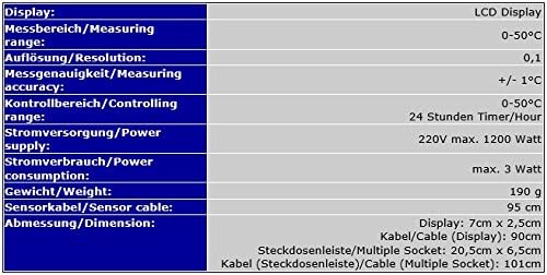 OCS.tec Digitaler Thermostat Thermo Control Zeitschaltuhr Alarm Aquarium Terrarium Reptilien Fische