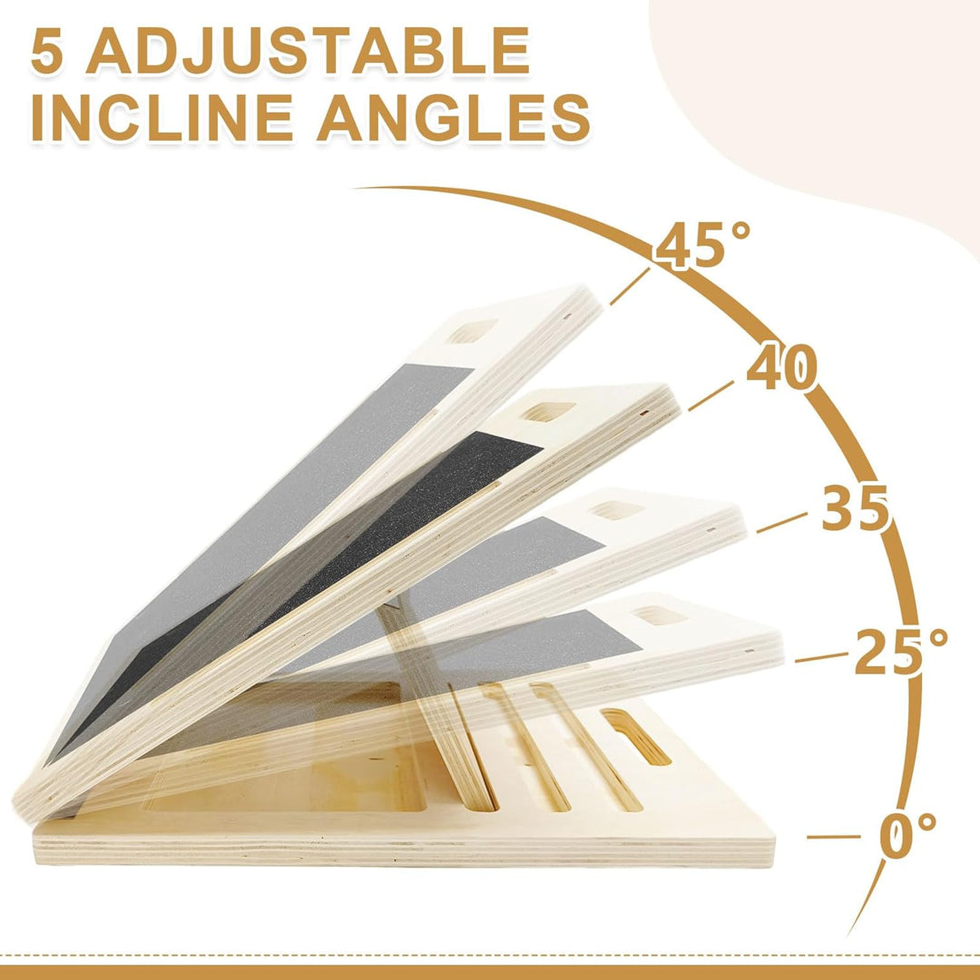 Schrägbrett, 2-in-1 Wadendehner aus Holz, Slant Board, Balance Board mit 5 Einstellbarem Winkeln für