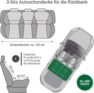 Doctor Bark 3-Sitz-Autoschondecke für die Rückbank - All-Side Schutz - passend für alle Kombis und S