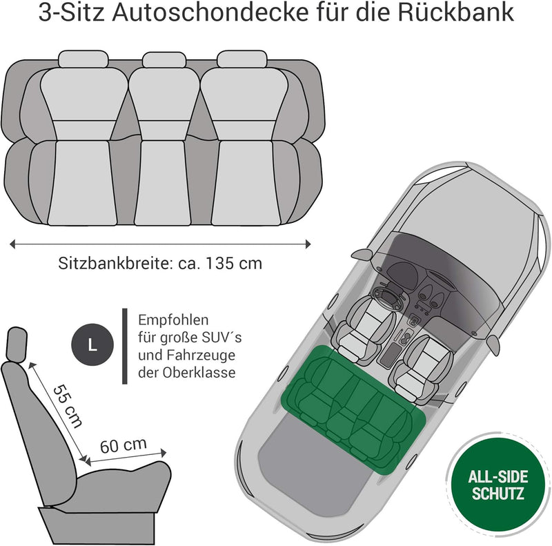 Doctor Bark 3-Sitz-Autoschondecke für die Rückbank - All-Side Schutz - passend für alle Kombis und S