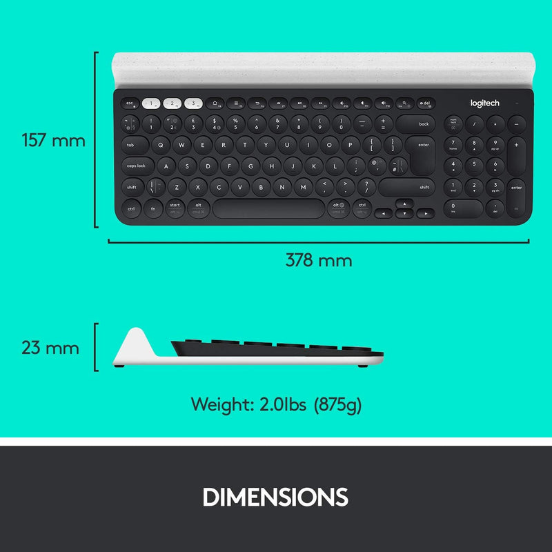 Logitech K780 Kabellose Tastatur, Bluetooth & 2.4 GHz Verbindung, Multi Device & Easy-Switch Feature