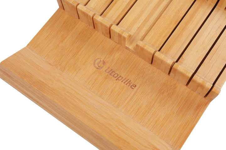 Utoplike Messerblock Bambus für Küchenmesser, Steakmesser-Halter, passend für 16 Messer und 1 Wetzst