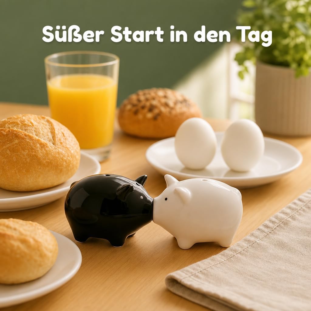 MIJOMA Salz- & Pfefferstreuer Set - Stilvolles Porzellandesign, Lebensmittelecht, Einfach zu Befülle
