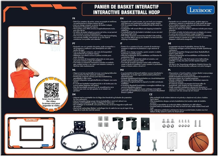 Lexibook, Interaktiver Basketballkorb, Punktezähler, Soundeffekte, Basketball, inkl. Pumpe und Insta