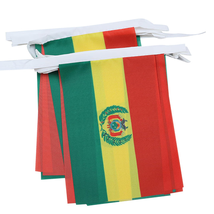 AZ FLAG FAHNENKETTE BOLIVIEN 12 Meter mit 20 flaggen 45x30cm- BOLIVIANISCHE Girlande Flaggenkette 30