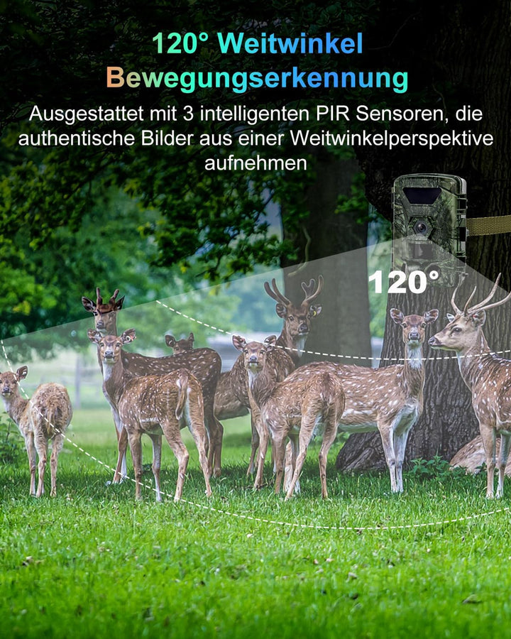 Wildkamera, 8K Wildtierkamera WLAN mit 32G Speicherkarte 60MP Wildcamera mit Handyübertragung APP, B