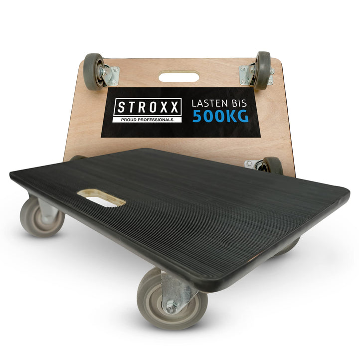 STROXX – 4X Transportroller mit 2000KG (500kg pro Roller) Traglast (600 x 400 x 145mm) – Rollbrett m