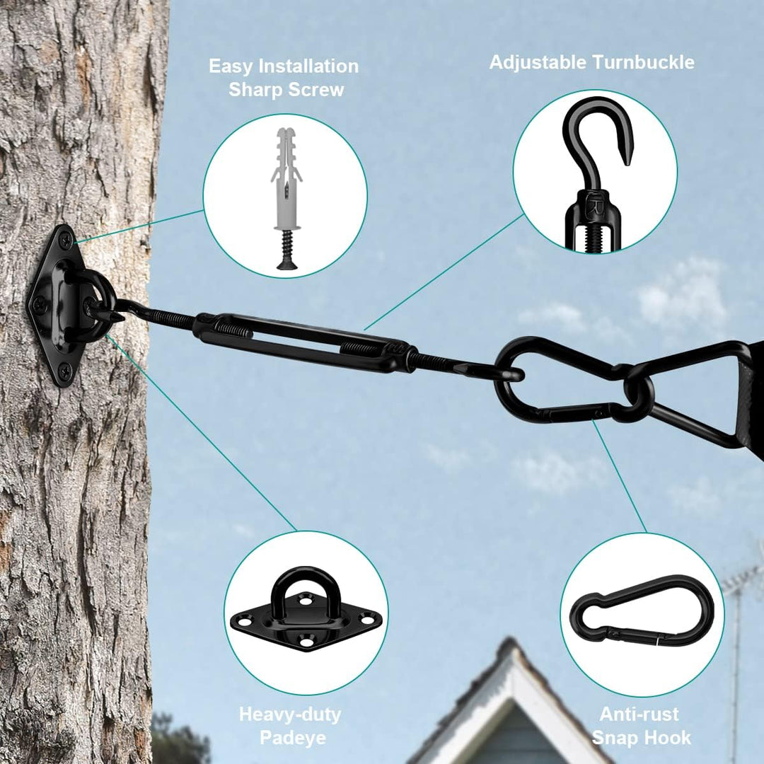 Morzejar Robustes Sonnensegel-Befestigungsset Edelstahl Hardware-Kit für Dreieck und Quadrat Rechtec
