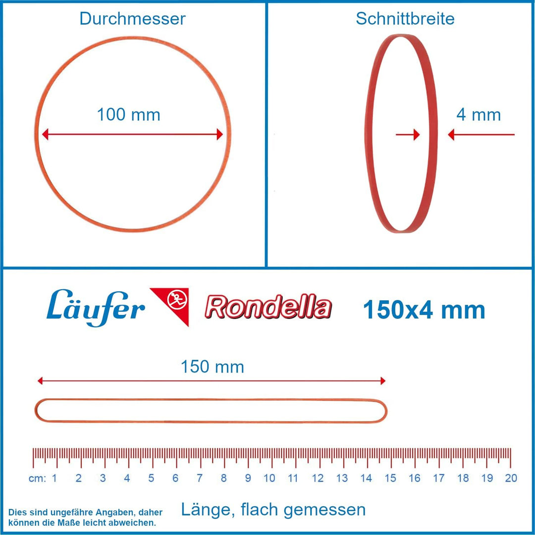 Läufer 51641 Rondella Gummibänder 150 x 4 mm, Durchmesser 100 mm, 4 mm breite Gummiringe, 1 kg Schac