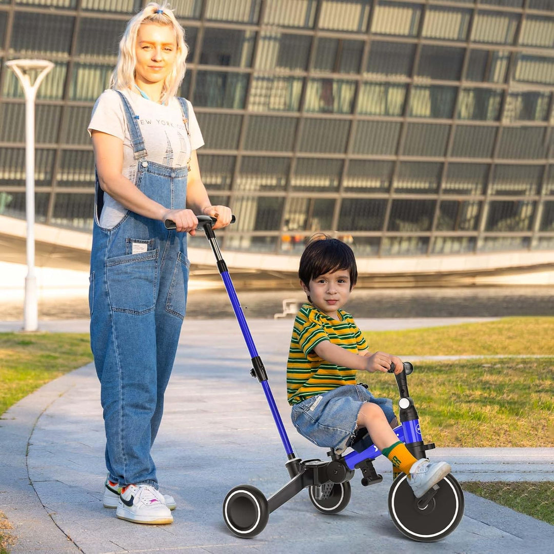 XJD 5 in 1 Dreirad, Laufrad ab 1 Jahr mit Schubstange für Kinder ab 1-4 Jahre, Laufräder Laufrad mit