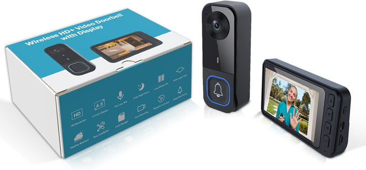 Winnes Kabellose Video Türklingel mit 4,5 Zoll IPS Display, Türklingel ohne WLAN und App, bidirektio