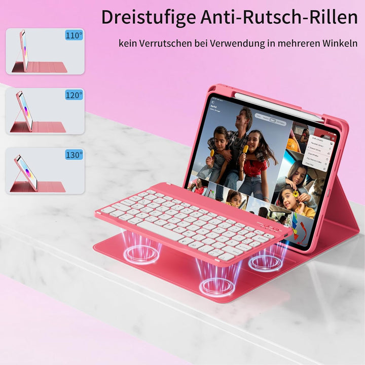 Hülle mit Tastatur für iPad A16 11. / 10. Generation (11 Zoll 2025/10,9 Zoll 2022) mit Stifthalter,