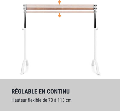 Klarfit Bar Lerina Ballettstange (Holmlänge 110 cm, freistehend, mobil, höhenverstellbar 70-113 cm,