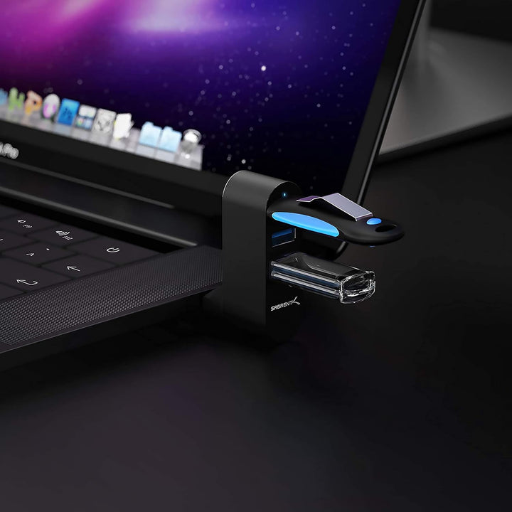 SABRENT Premium 3 Port Aluminium Mini USB 3.0 Hub [um 90 ° / 180 ° drehbar] (HB-R3MB) 3 port Schwarz