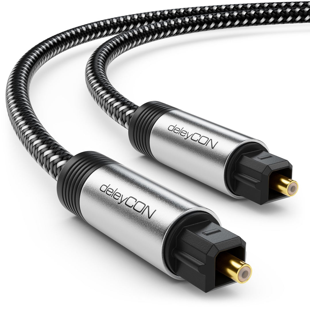 deleyCON 15m Toslink Kabel Optisches Digital Audio Kabel mit Metallstecker & Nylon Mantel - SPDIF Li