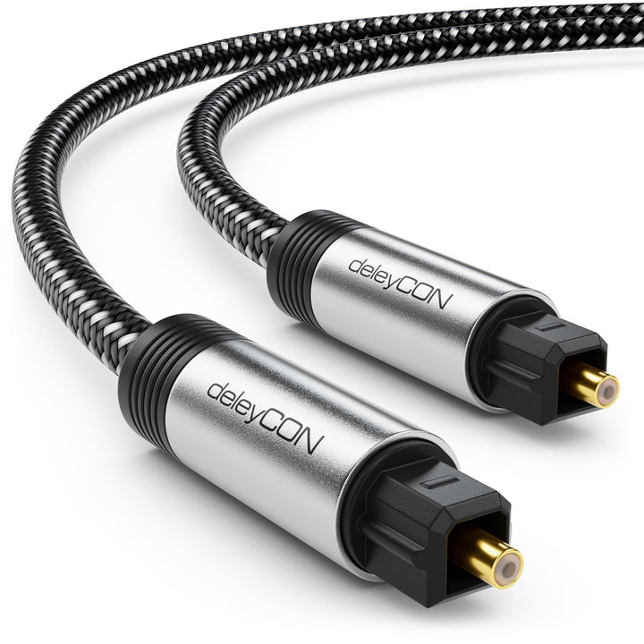 deleyCON 15m Toslink Kabel Optisches Digital Audio Kabel mit Metallstecker & Nylon Mantel - SPDIF Li