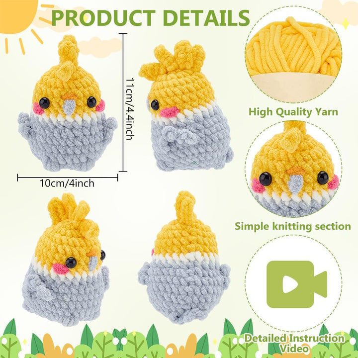 FREEBLOSS 4 Set Vogel Häkelset Für Anfänger Häkeltier Set Mit Schritt Für Schritt Video Tutorials Ga