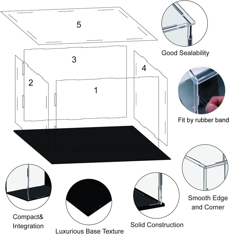 Transparente Acryl-Vitrine, zusammenbauen, Arbeitsplattenbox, Würfel, Organizer, Ständer, staubdicht