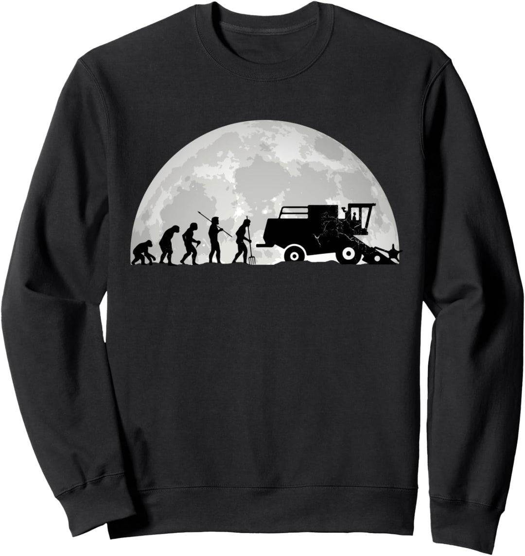 Evolution Landwirtschaft Mond Mähdrescher Landwirt Sweatshirt