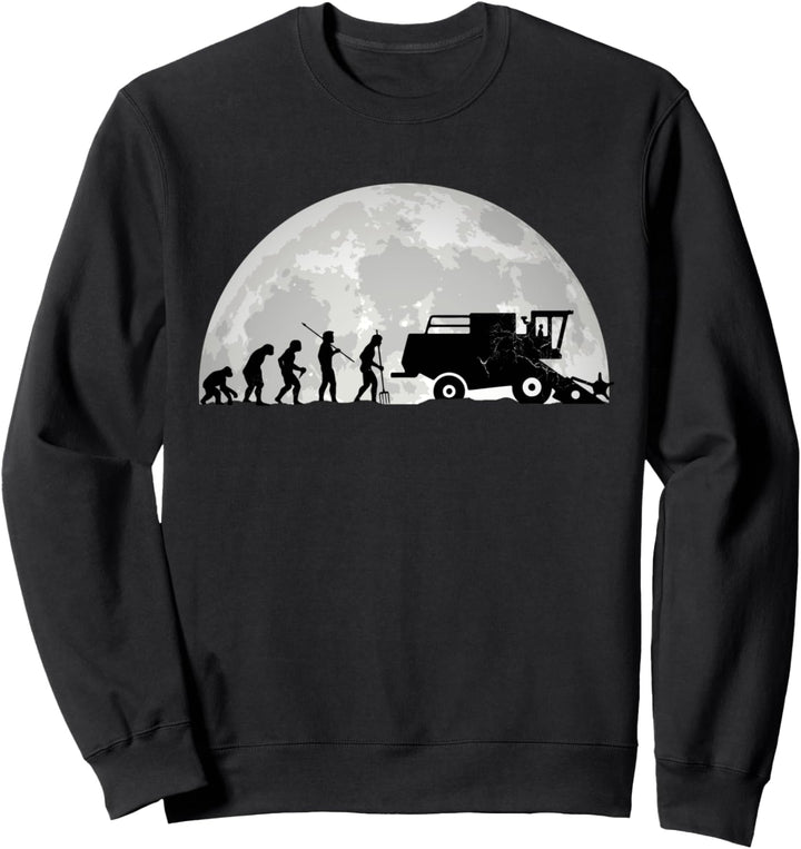 Evolution Landwirtschaft Mond Mähdrescher Landwirt Sweatshirt