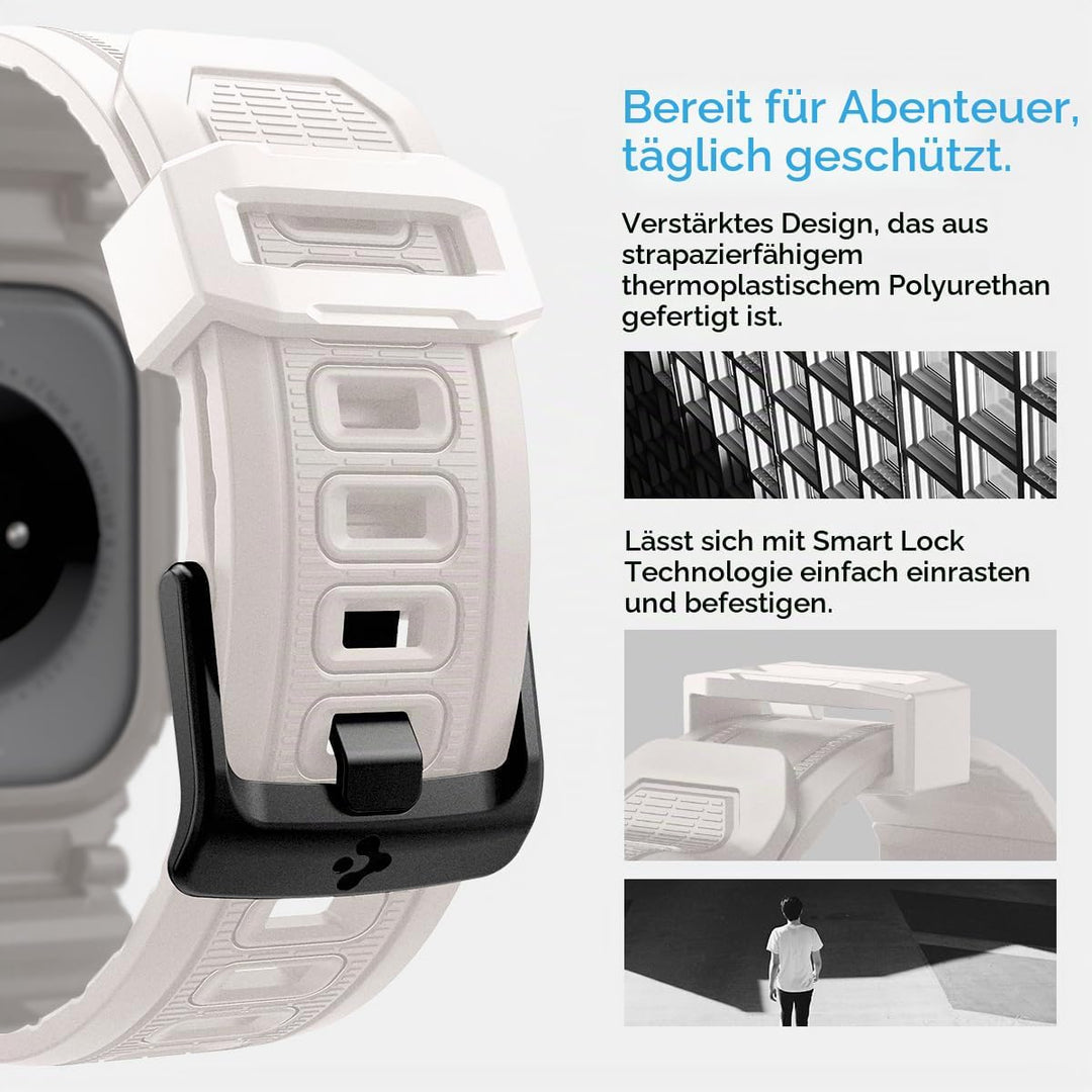 Spigen Rugged Armor Pro Hülle mit Armband Kompatibel mit Apple Watch 11/10 42mm (2025/2024) Dünenbei