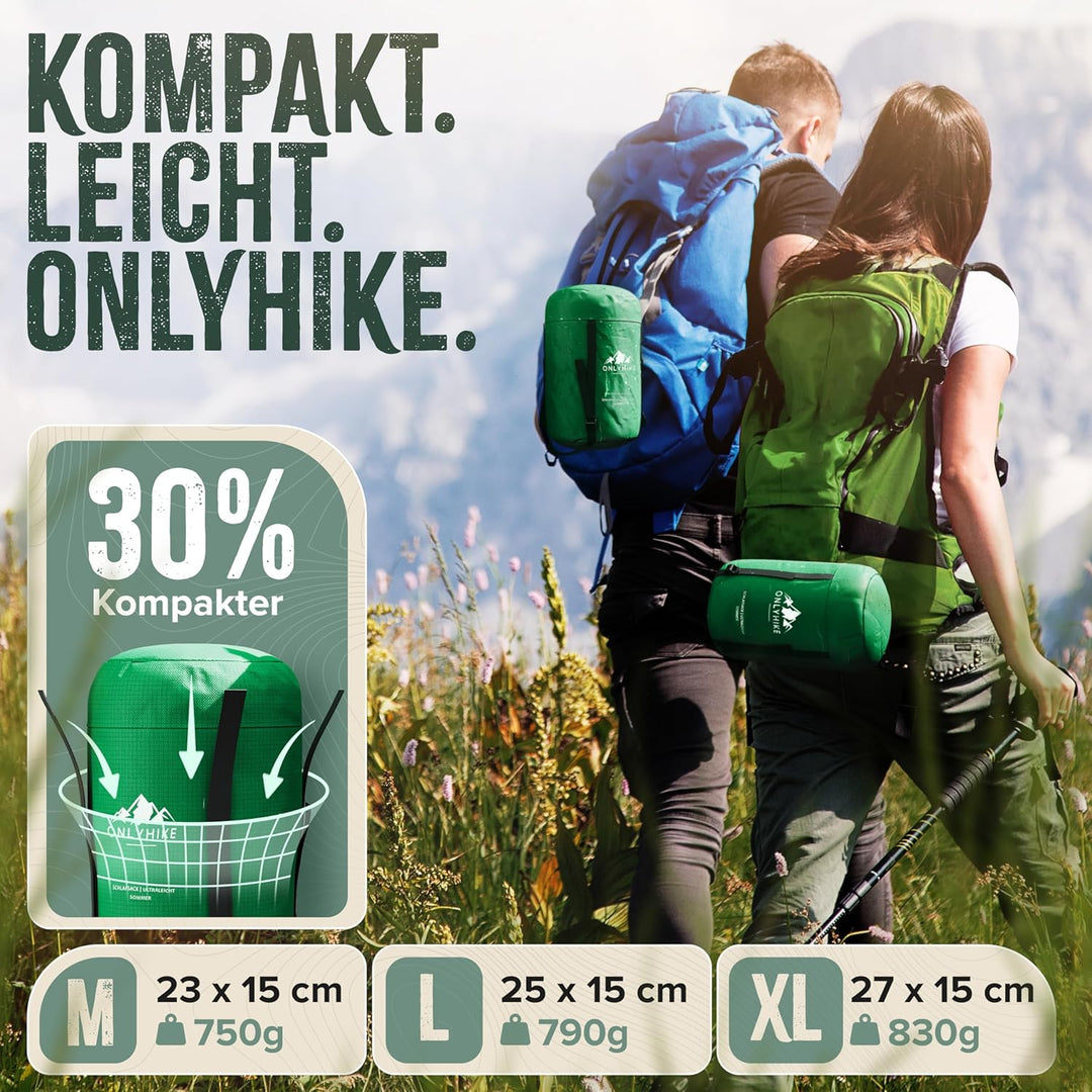 Innovativer Sommerschlafsack kleines Packmass & Ultraleicht [ab 750g] | Schlafsack Ultraleicht in Gr