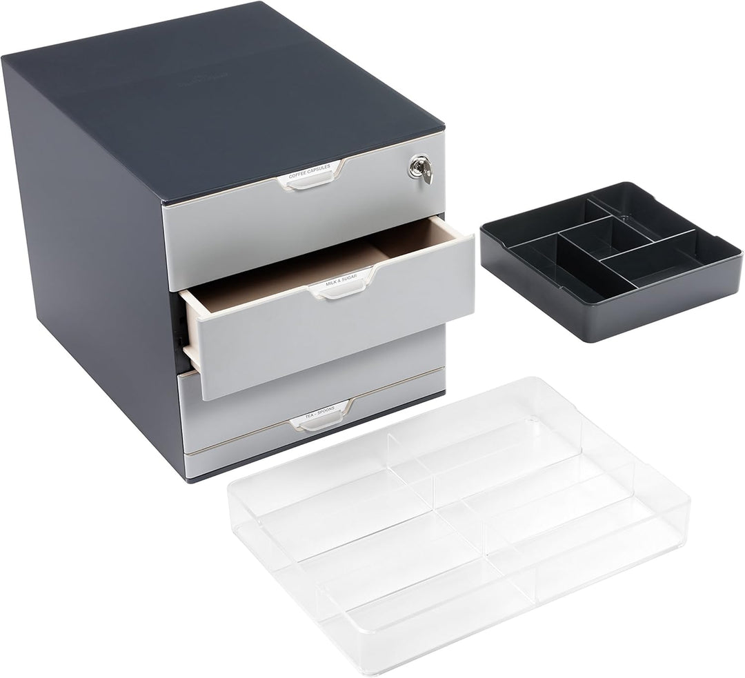 Durable Coffee Point Box Aufbewahrungsbox für Kaffee/Tee, Cateringbox, Kaffeestation/Büroküche, anth