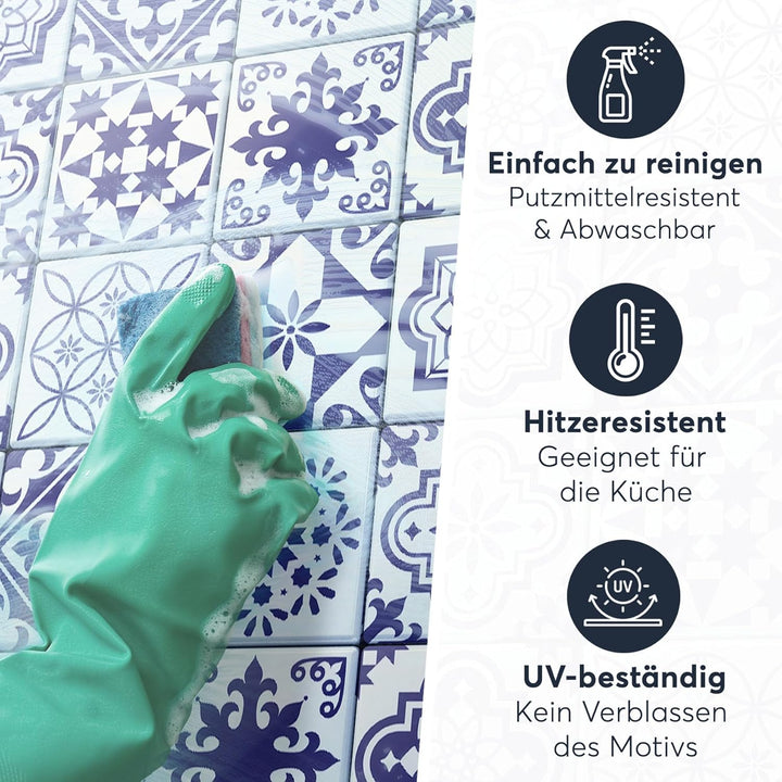 20 Stück Fliesenfolie für Bad und Küche 20x20 cm - Mosaikfliesen, Fliesensticker - selbstklebende Fl