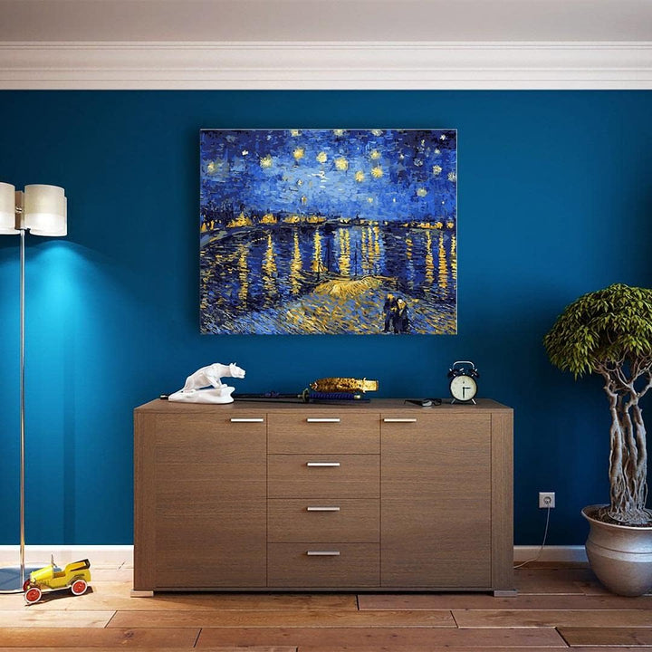 Artnapi Malen Nach Zahlen Erwachsene Kinder Kits MIT RAHMEN 40 * 50 cm (Sternennacht an der Rhone Va