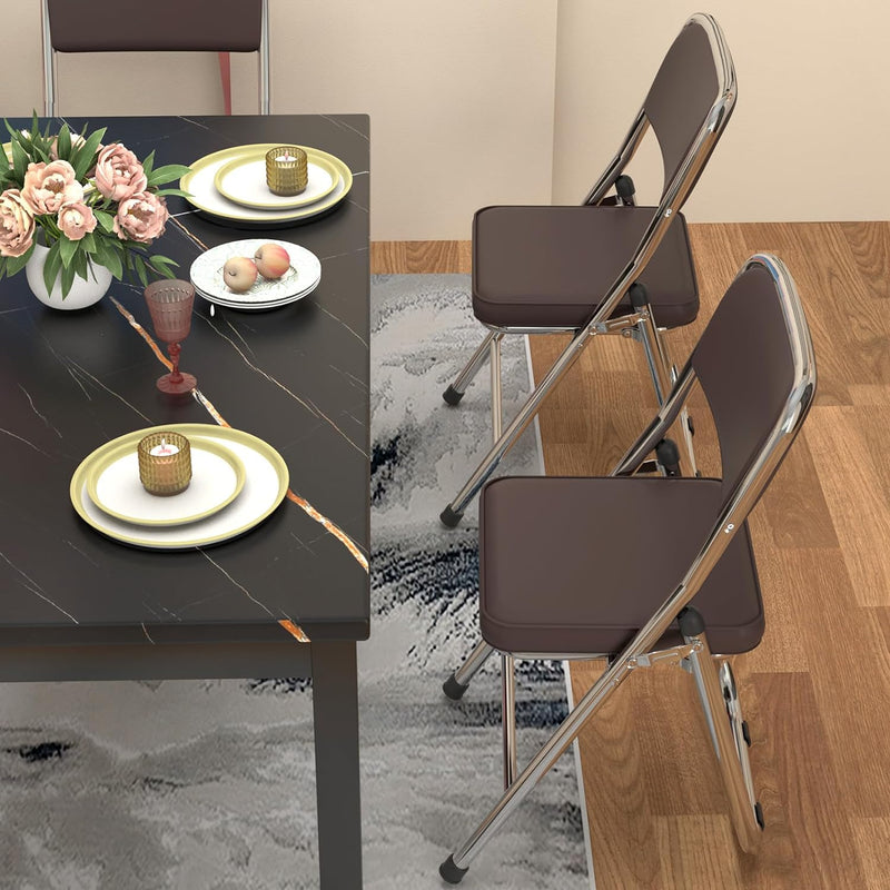 Lvhecforhm 2er Set Klappstuhl mit Rückenlehne, Esszimmerstühle, Küchenstuhl mit Stahlrahmen, Esszimm