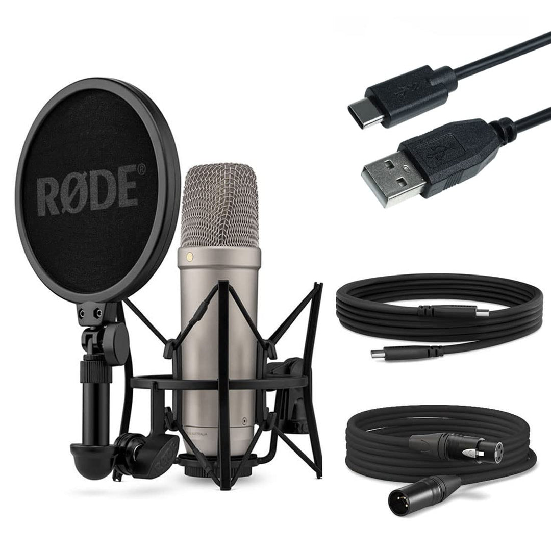 Rode NT1 5th Generation XLR USB Studio-Mikrofon + keepdrum USB Kabel Typ A zu Typ C 50cm