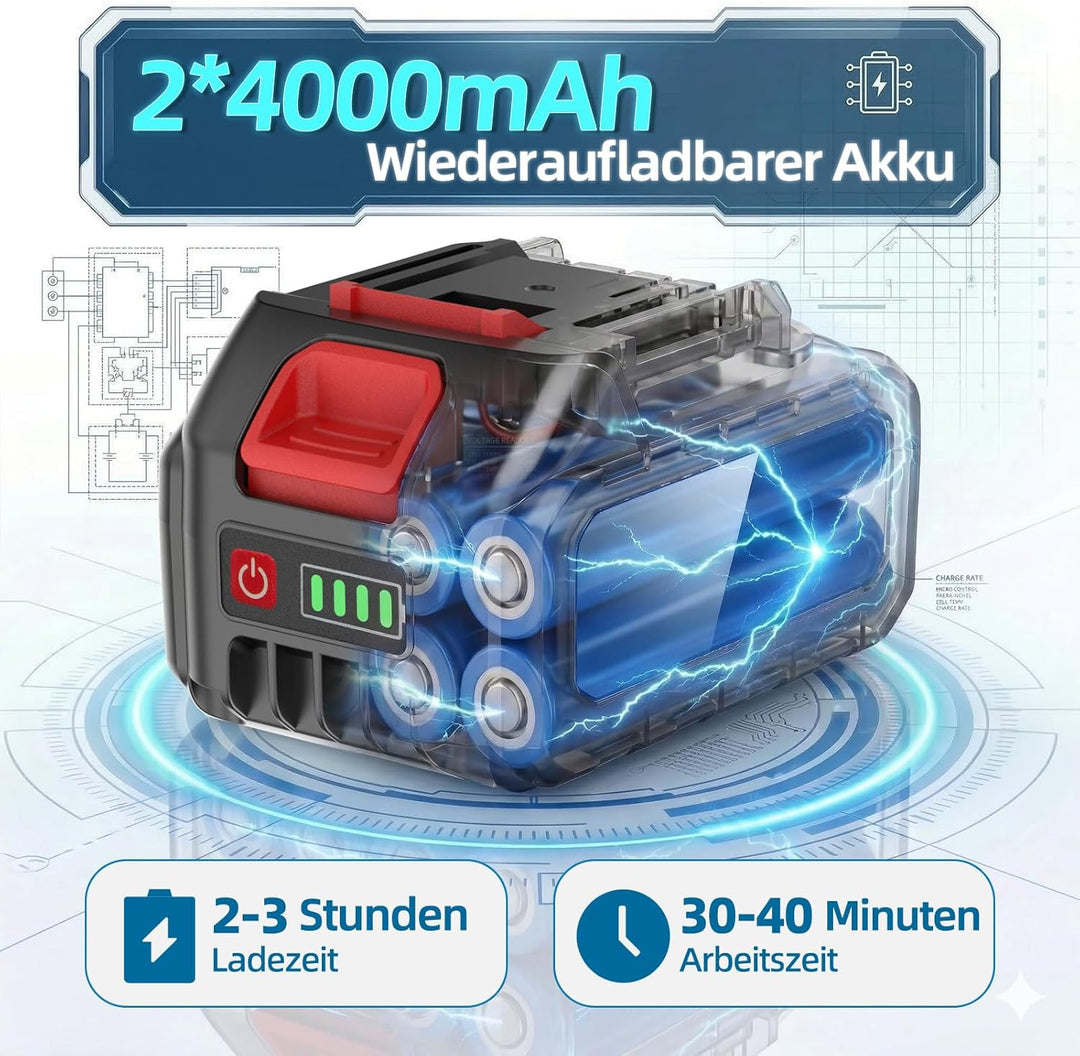 Akku Hochdruckreiniger, Pressure Washer 4-Gang-Modus Max 150Bar, Hydro Blast, Multifunktionale Mobil