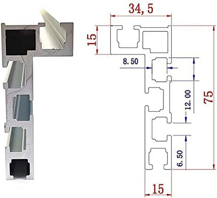 Gehrungsschiene, 75 Typ 800MM T-Schienen,Aluminium-T-Nut, DIY T-Nut Gehrungsschienenlehre, Holzbearb