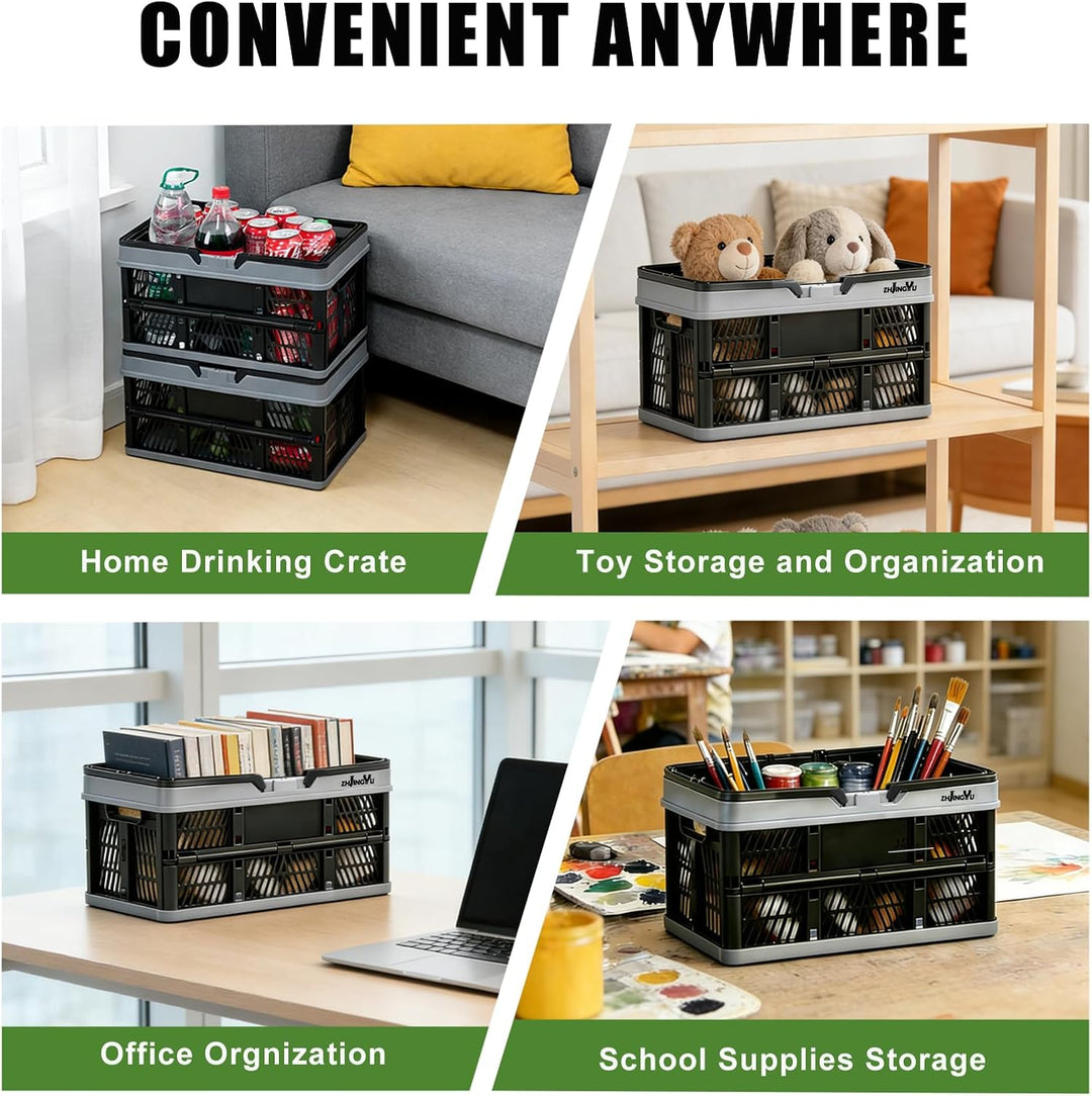 ZHJINGYU Plastic Folding Storage Crate Stackable Grocery Bin Container Einkaufskorb, für Küche Wohnz