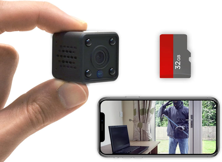 KUUS C2 Mini Kamera mit Bewegungsmelder: kompakte und mini Überwachungskamera innen, mini Kamera liv