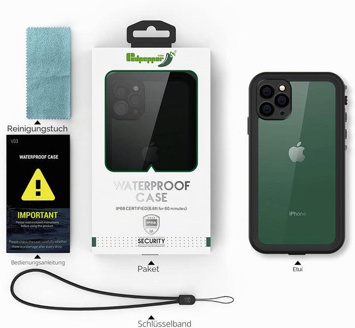 AICase wasserdichte Schutzhülle für Apple iPhone 11 Pro, IP68-zertifiziert, 360 °, wasserdicht, stos
