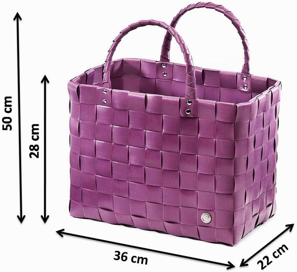 Kobolo Tasche Einkaufskorb geflochten Kunststoff Shopper - Fuchsia XXL - 36x22x28 cm