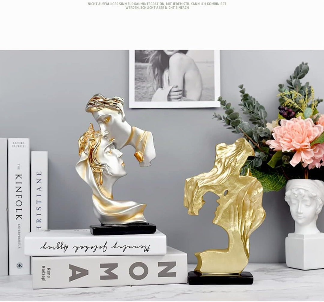 PIGPIGFLY Liebeskuss Statue,Abstrakte Skulptur,Deko Figuren, Deko Wohnzimmer Modern Zum Hinstellen,