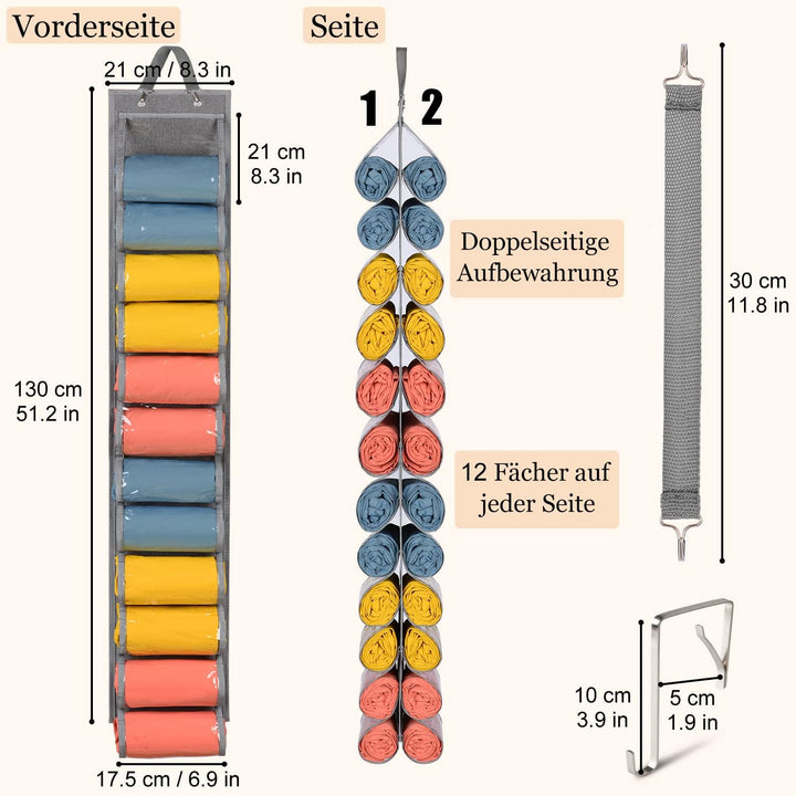 Lirex Leggings Aufbewahrungsbox, Hängender Yoga Aufbewahrungs Organizer mit 24 Taschen Faltbarer Oxf