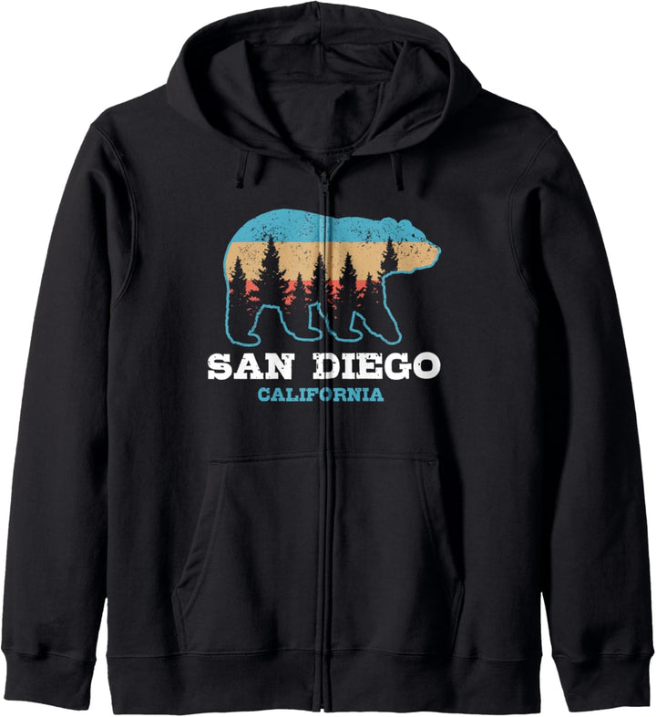San Diego Vintage Kalifornien Bär Grizzly Natur Souvenir Kapuzenjacke