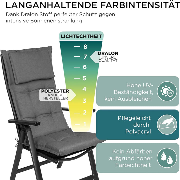 gardisun Gartenstuhlauflagen Hochlehner mit Kopfteil I Extra Dicke Sitzauflagen I Made in Europe I I