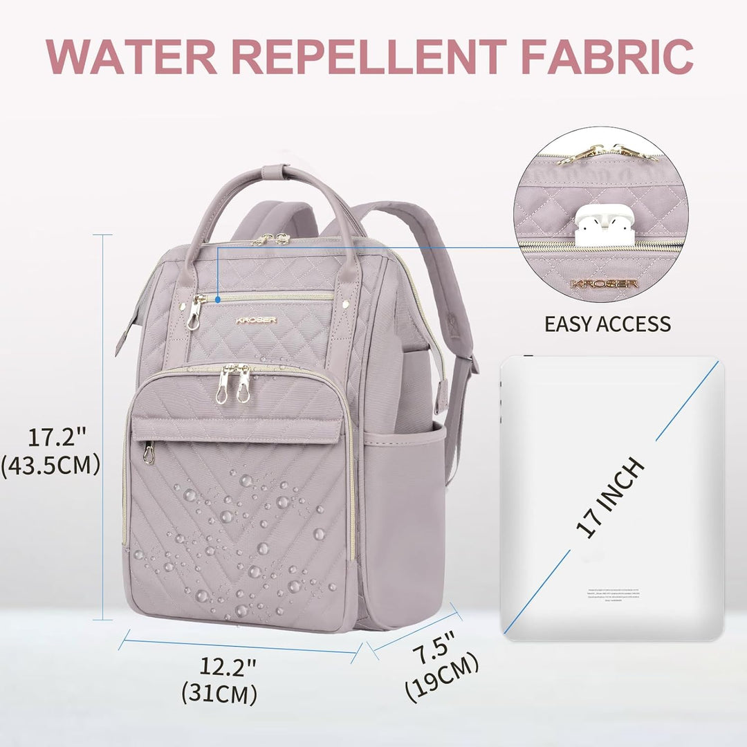 KROSER Laptop-Rucksack Damen 17 Zoll Business Reiserucksack Wasserdicht mit Hartgeschältem Sicherhei
